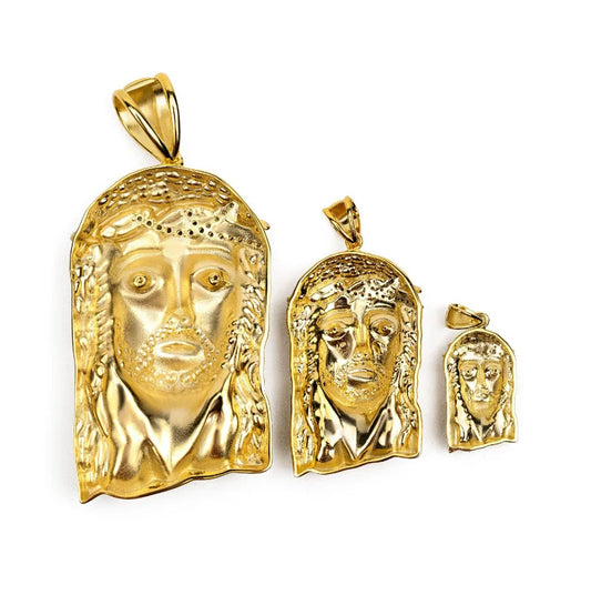 14k Gold Jesus Head Pendant