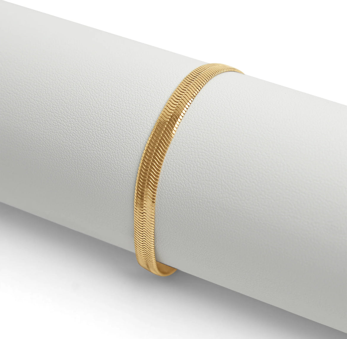 18k Gold Herringbone Chain Bracelet