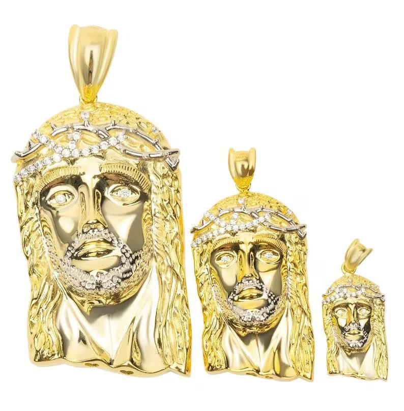 14k Gold Jesus Head Pendant