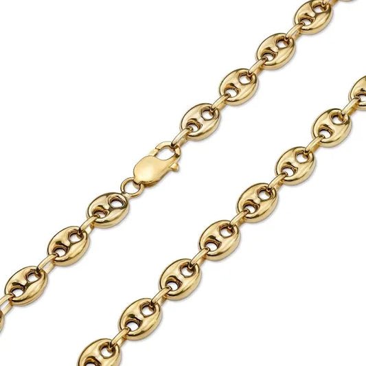 14k Gold Puffed Mariner Chain