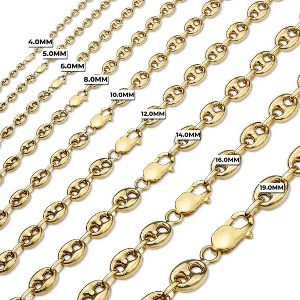 14k Gold Puffed Mariner Chain