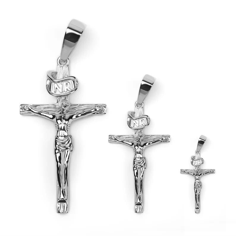 Jesus Crucifix Pendant Solid Sterling Silver