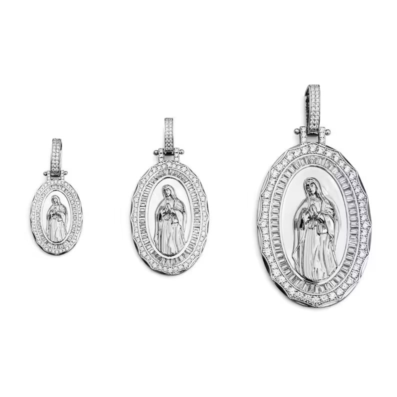 Virgin Mary Pendant Solid Sterling Silver