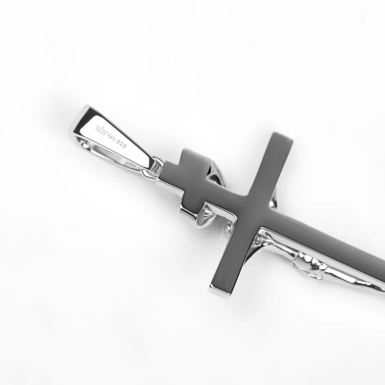 Jesus Crucifix Pendant Solid Sterling Silver